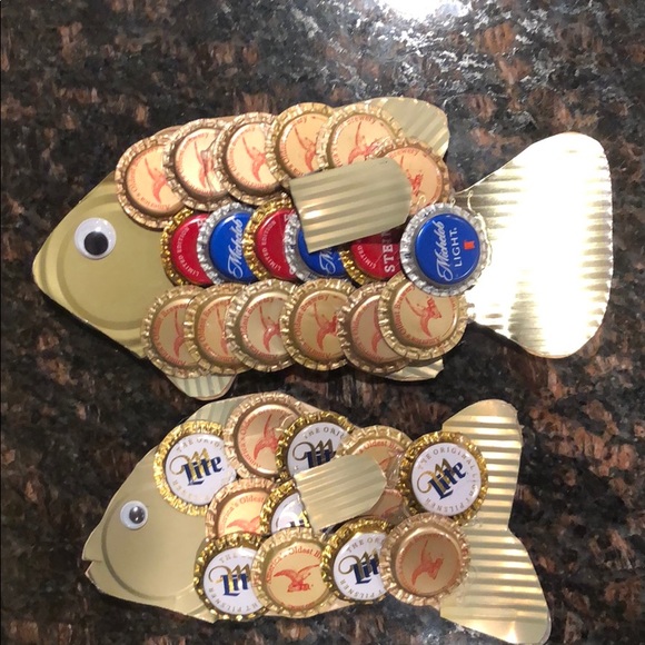 Handmade Beer Caps Metal Fish Decor Bottle Cap Art - Picture 1 of 4